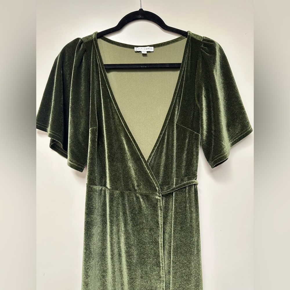 BalticBorn green velvet wrap dress - SMALL